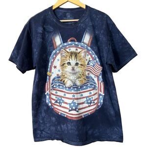 The Mountain Patriotic Backpack Kitten tie dye T-Shirt  large